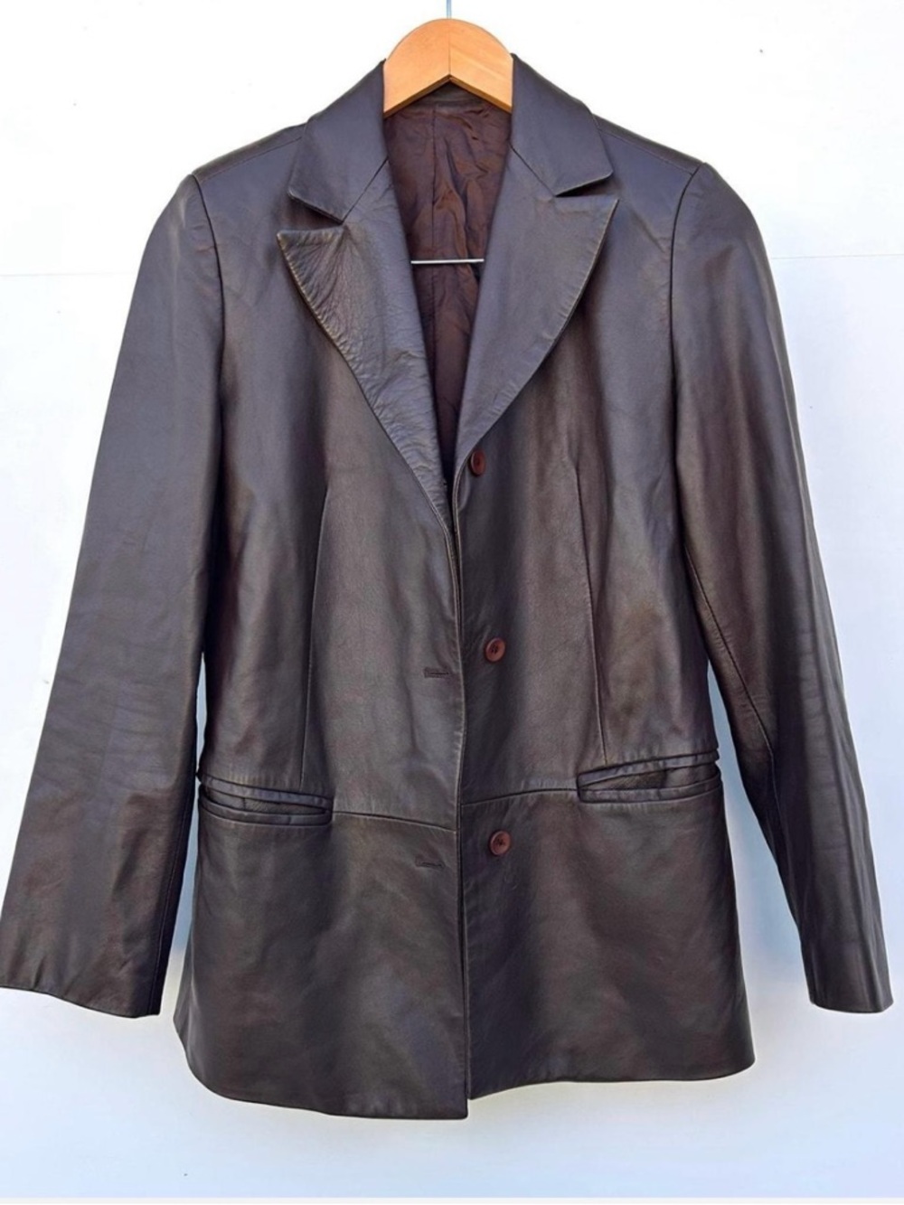 Chocolate Brown Viscose/Satin Lined Italian Lambskin Blazer